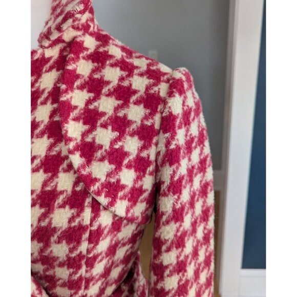 DIA Wool Alpaca Hot Pink Large Hounds Tooth Fitted Coat Size Small - Picture 8 of 15